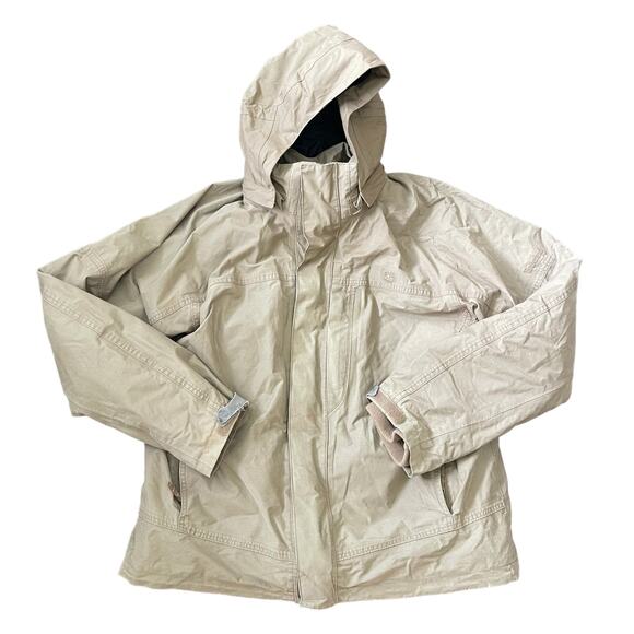 Timberland Men’s Insulated Jacket Tan Hooded Work Jacket Size Large - Picture 1 of 12